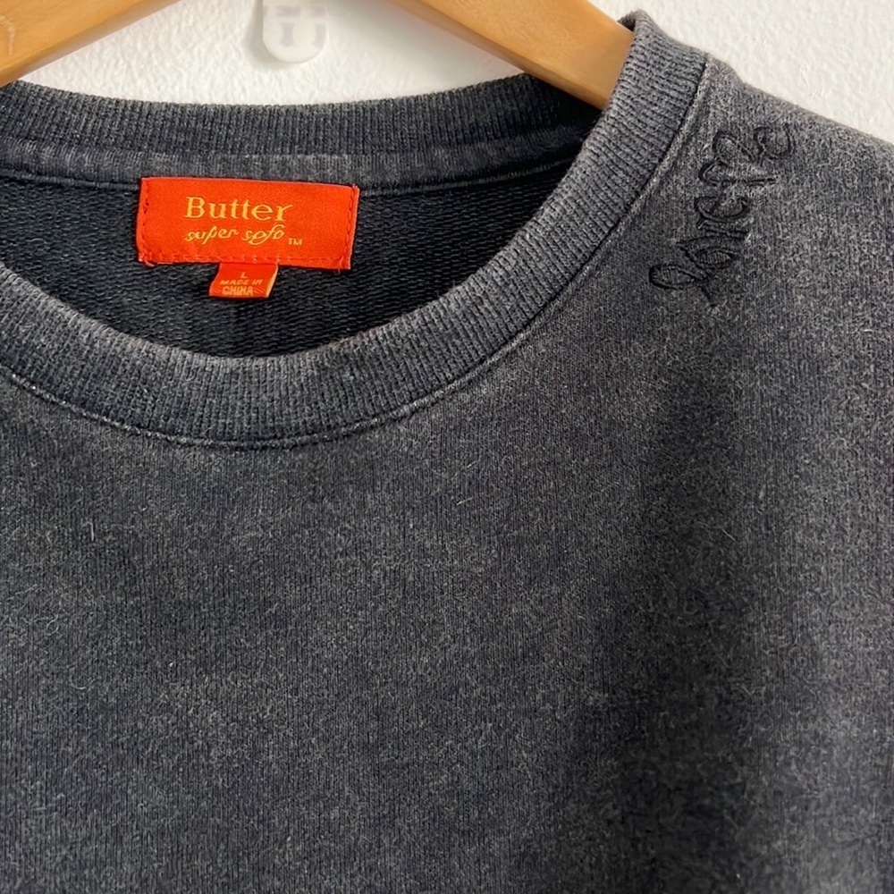 Butter Super Soft Stars Twist Front Cropped Sweatshirt Gray NWT - Picture 6 of 11